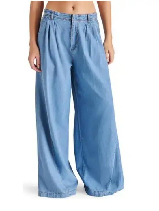 Steve Madden Denim - Steve Madden Starling  Womens Wide Leg Light Blue Denim Pants size Small